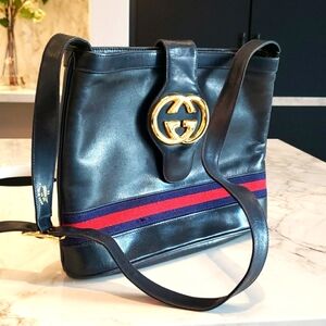 Gucci Vintage Shoulder bag navy and red